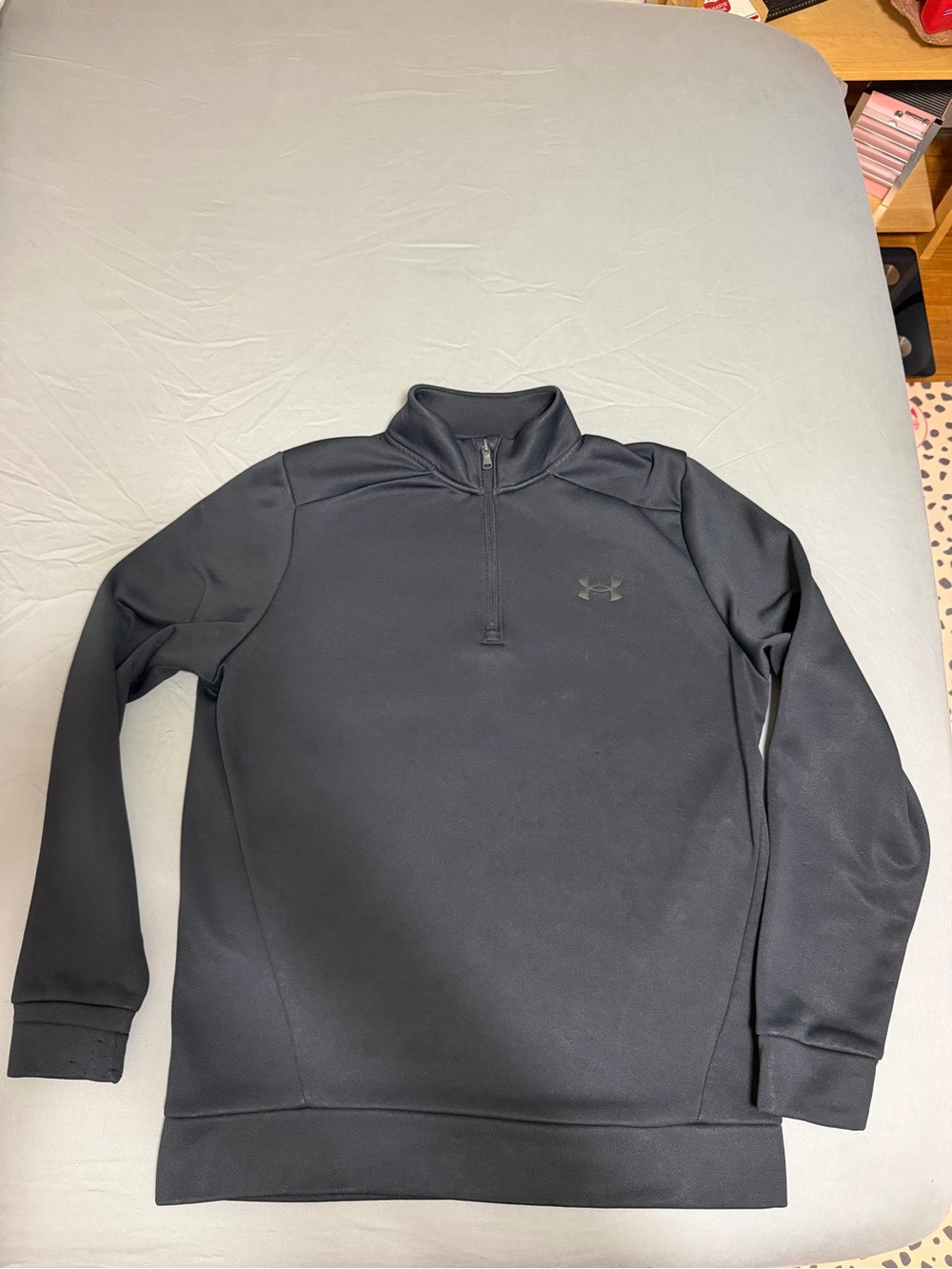 💥 WOMENS Under Armour Black 1/4 Zip Performance Jacket (stains & snags)